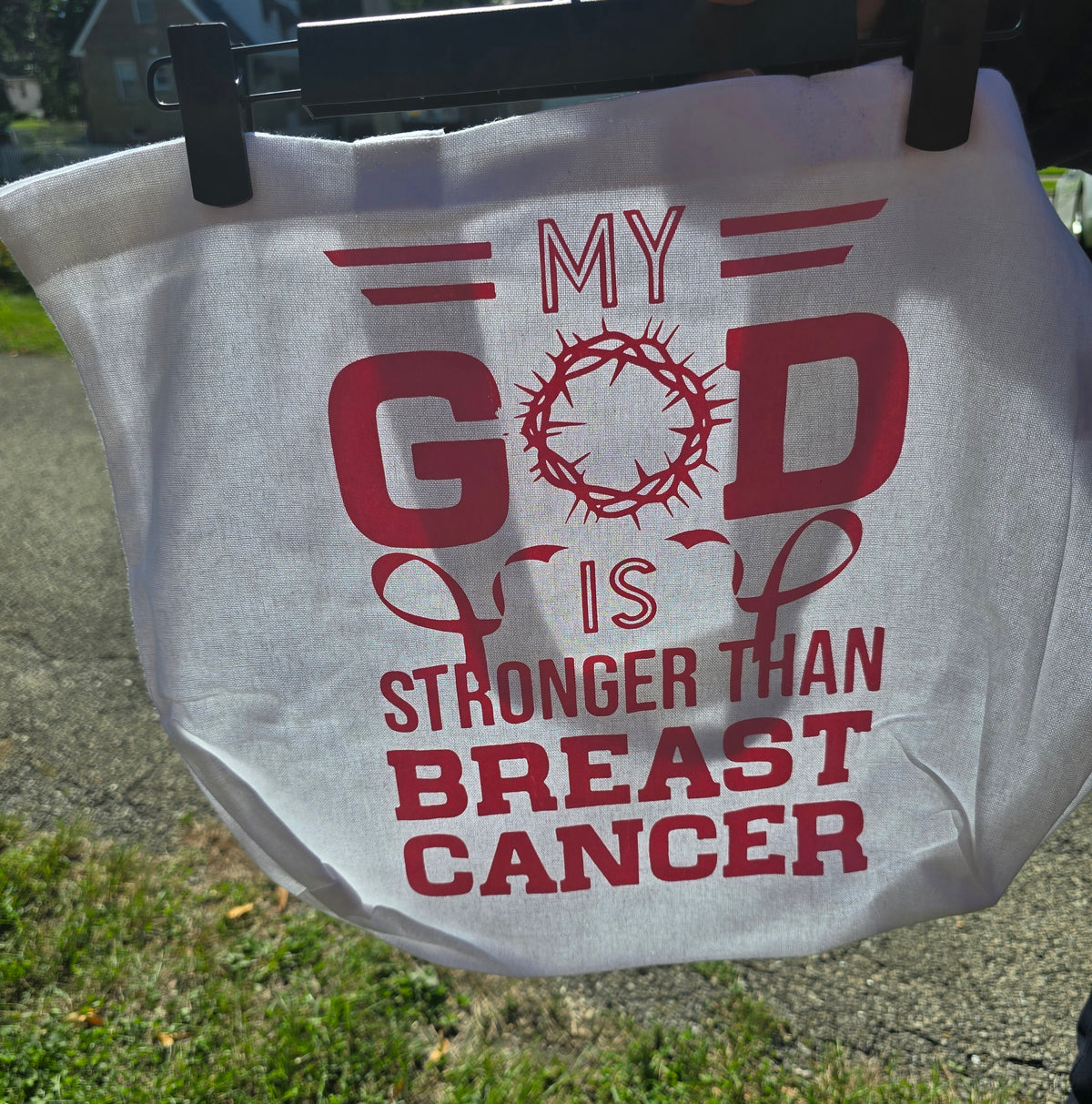 My God is Stronger than Breast Cancer Tote Bags