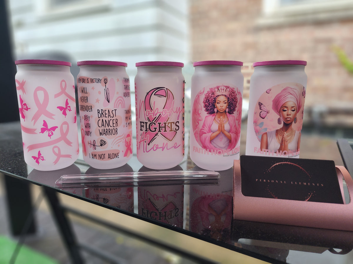 Breast Cancer Awareness Glass Tumbler Sets