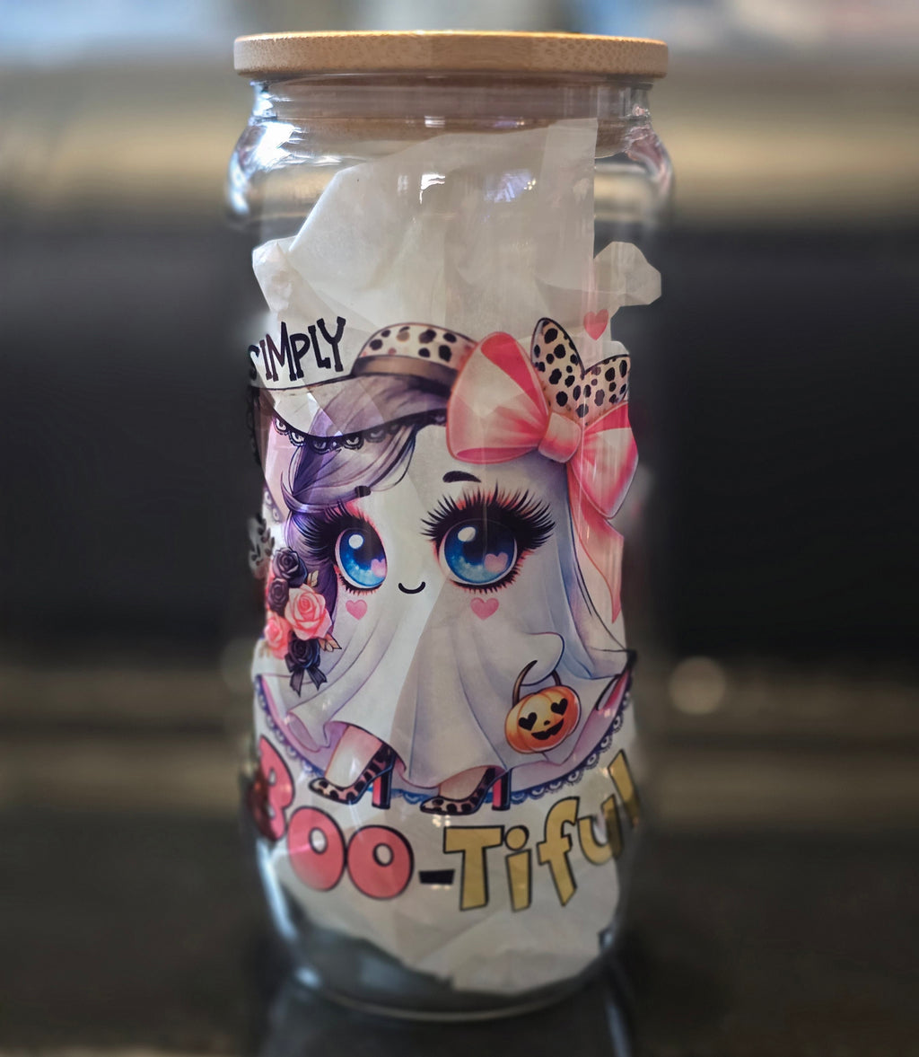 Cute Ghost 18oz Clear Glass Tumblers