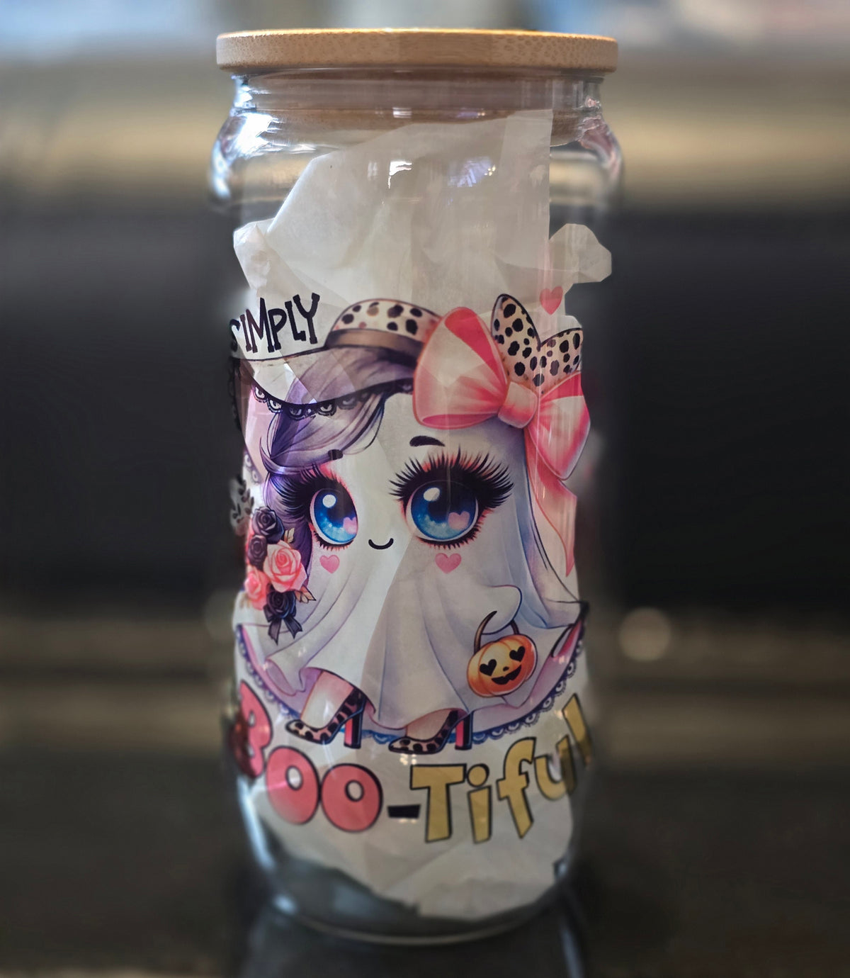 Cute Ghost 18oz Clear Glass Tumblers
