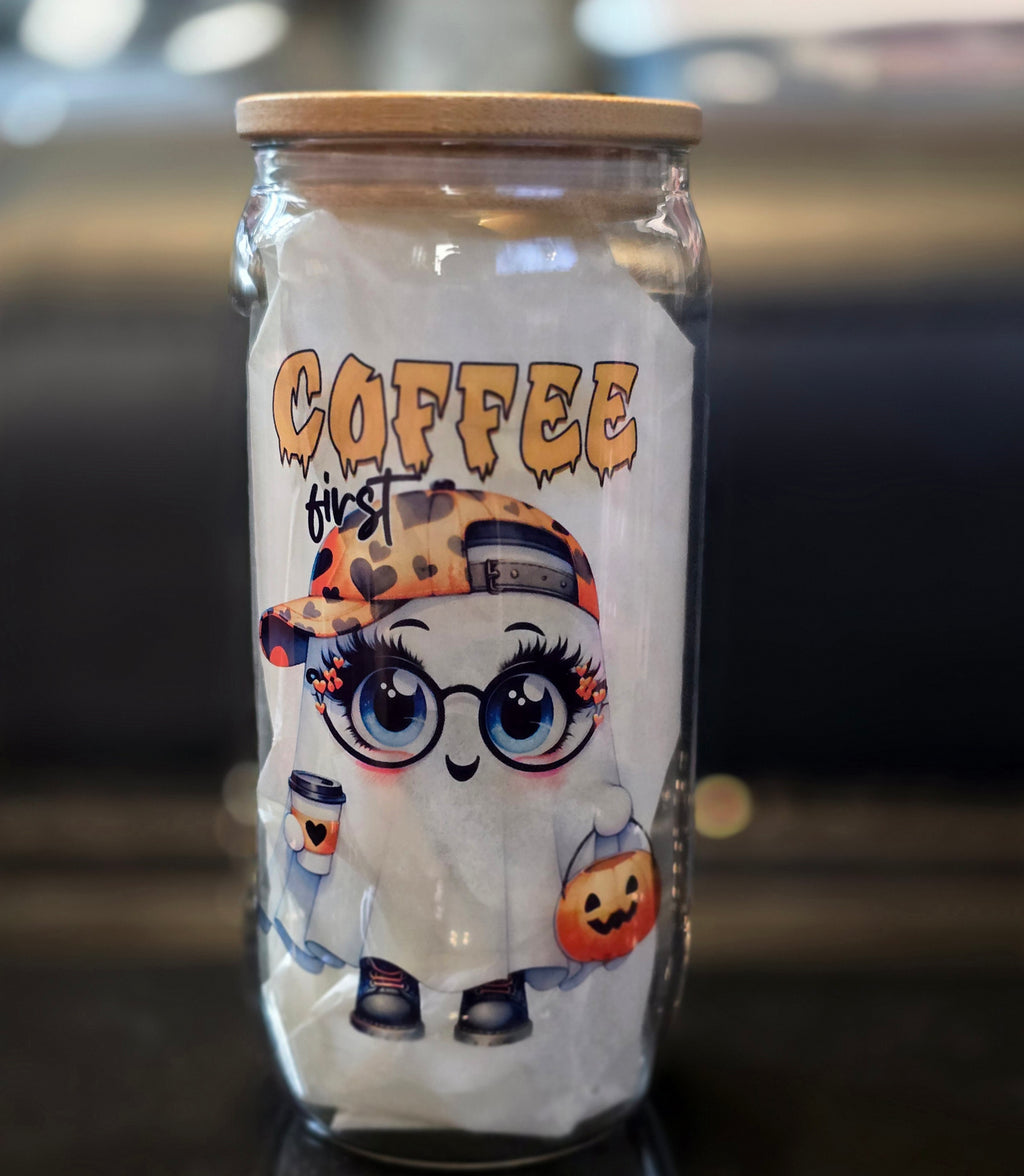 Cute Ghost 18oz Clear Glass Tumblers