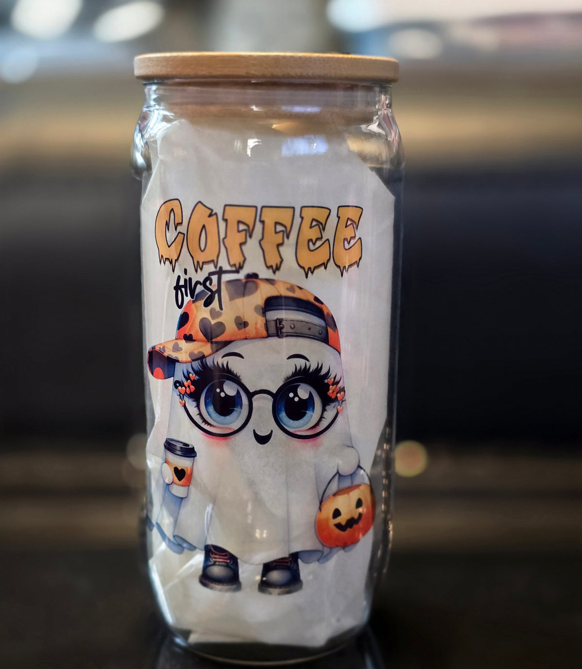 Cute Ghost 18oz Clear Glass Tumblers