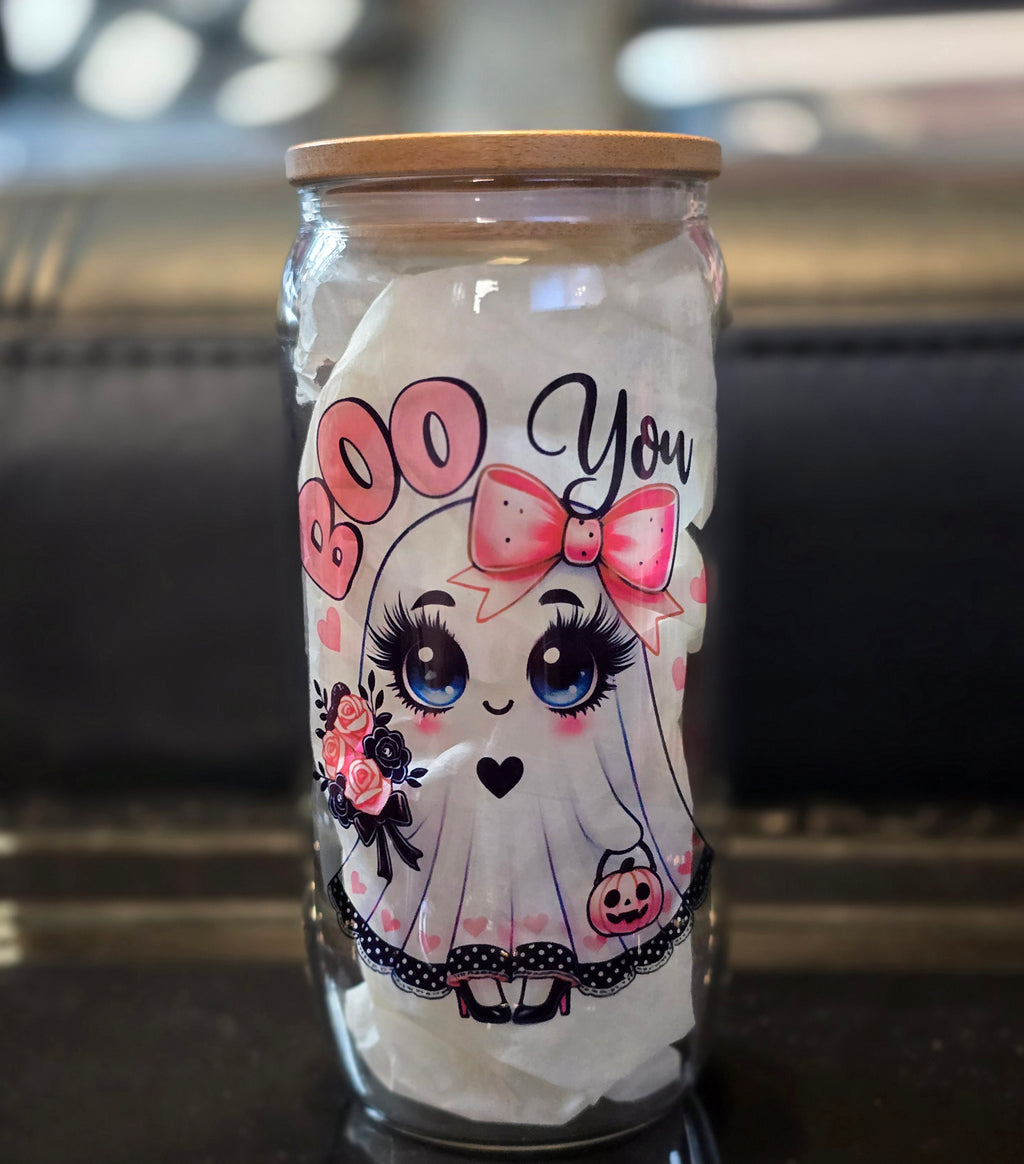 Cute Ghost 18oz Clear Glass Tumblers