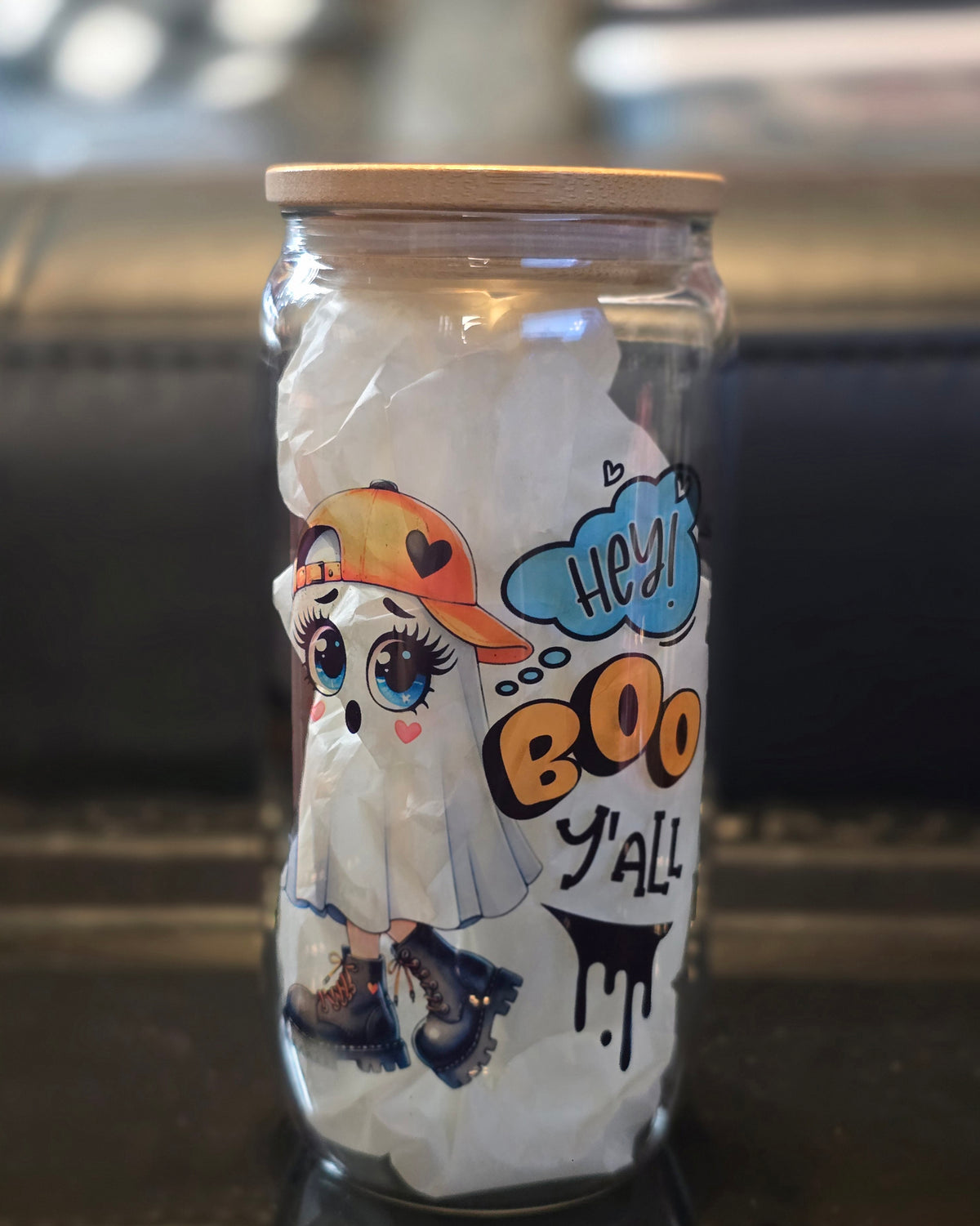 Cute Ghost 18oz Clear Glass Tumblers