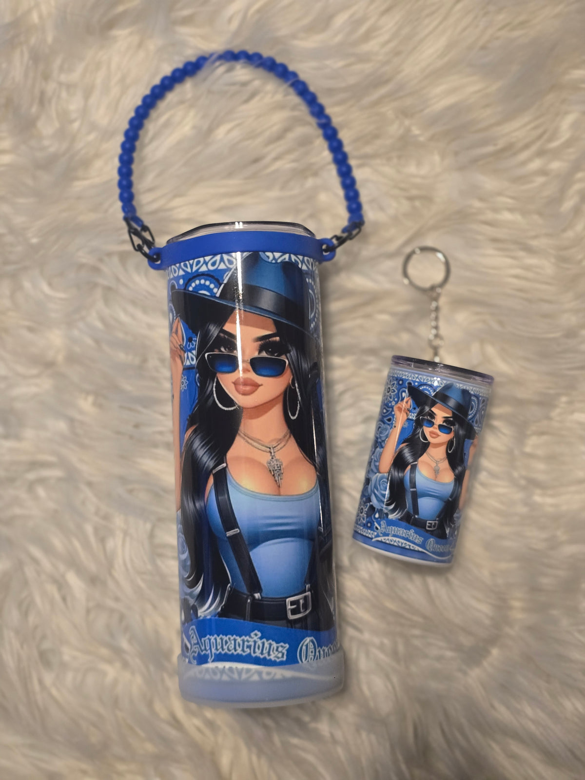 Latina Zodiac Tumbler (20oz) w/Handle & Matching Shot Tumbler (3oz)