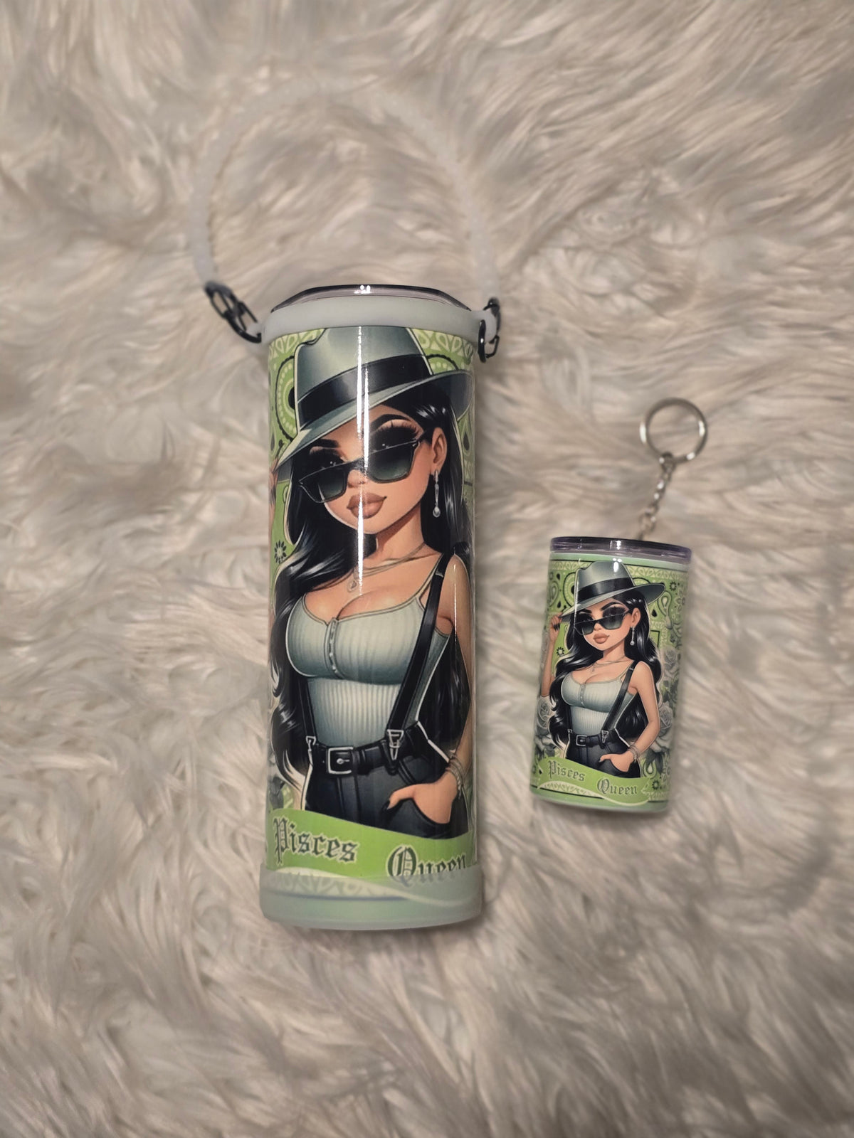 Latina Zodiac Tumbler (20oz) w/Handle & Matching Shot Tumbler (3oz)