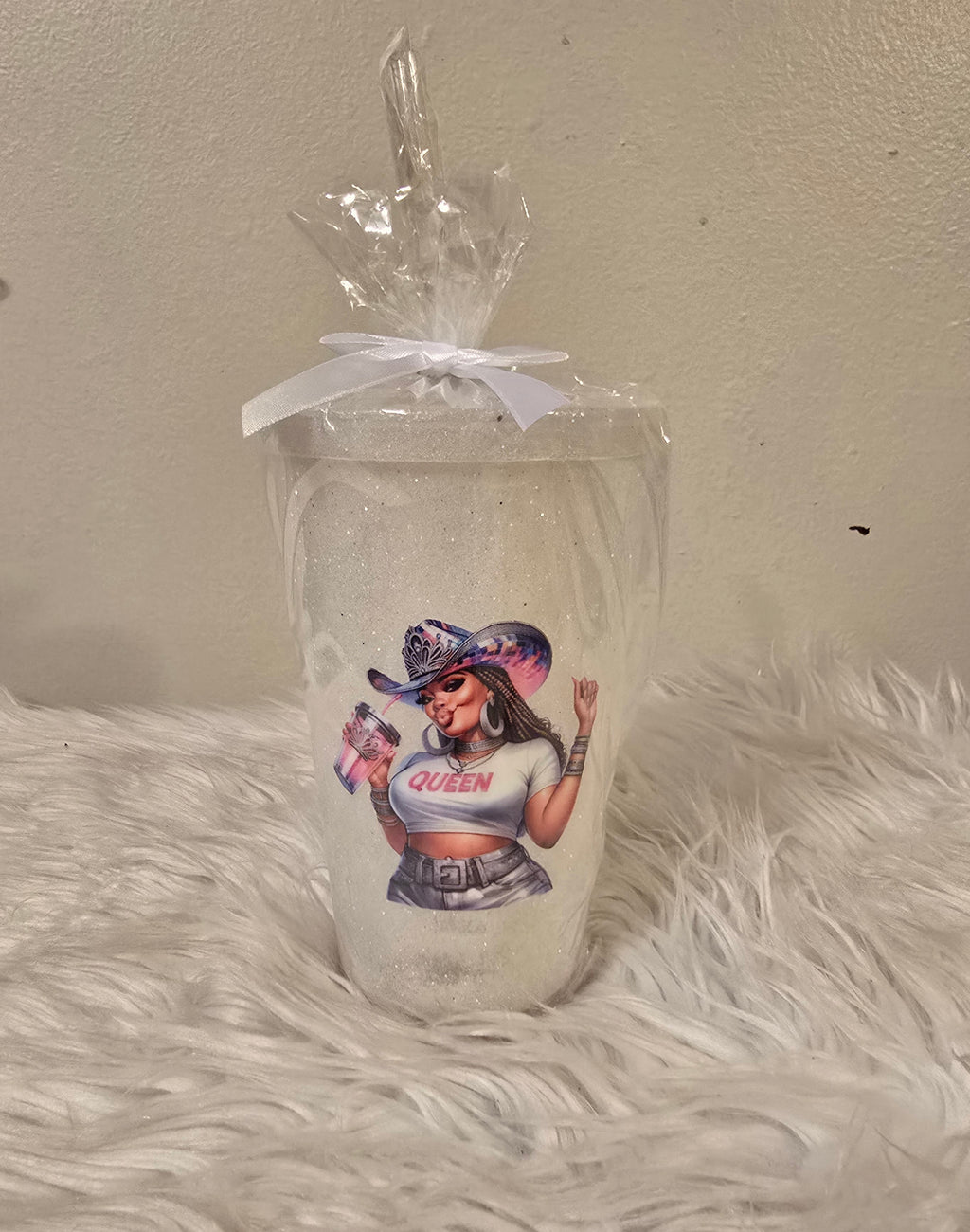 Black Cowgirl Drinking Cup w/Straw (16oz)