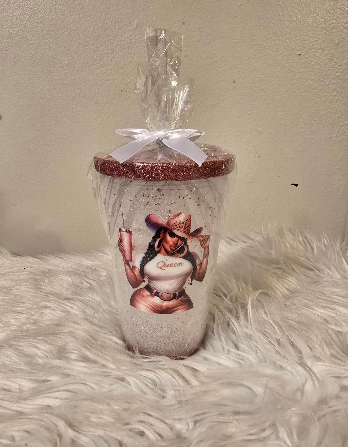 Black Cowgirl Drinking Cup w/Straw (16oz)