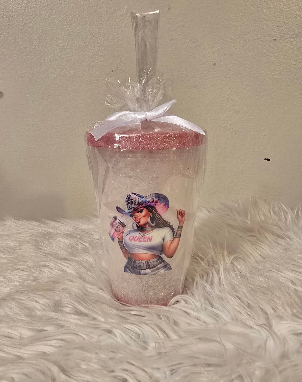Black Cowgirl Drinking Cup w/Straw (16oz)