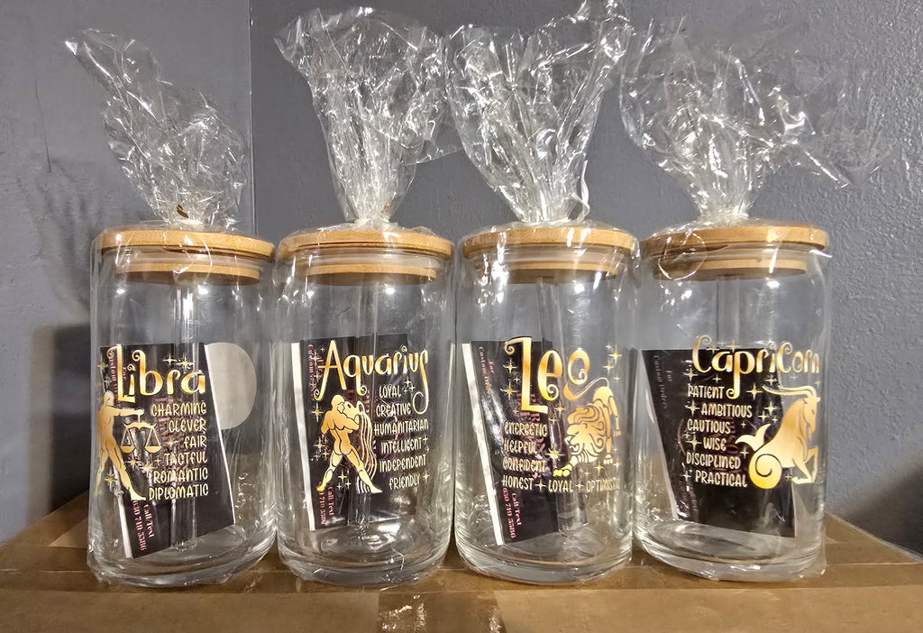 Gold Zodiac Clear Glass Tumbler